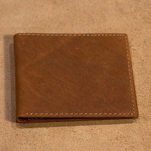 Genuine Leather Bifold Wallet - Handmade with Real Leather - with engraving
